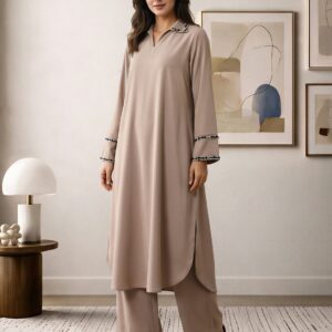 2 Piece Premium Silk Suit- Embellished (Pret)